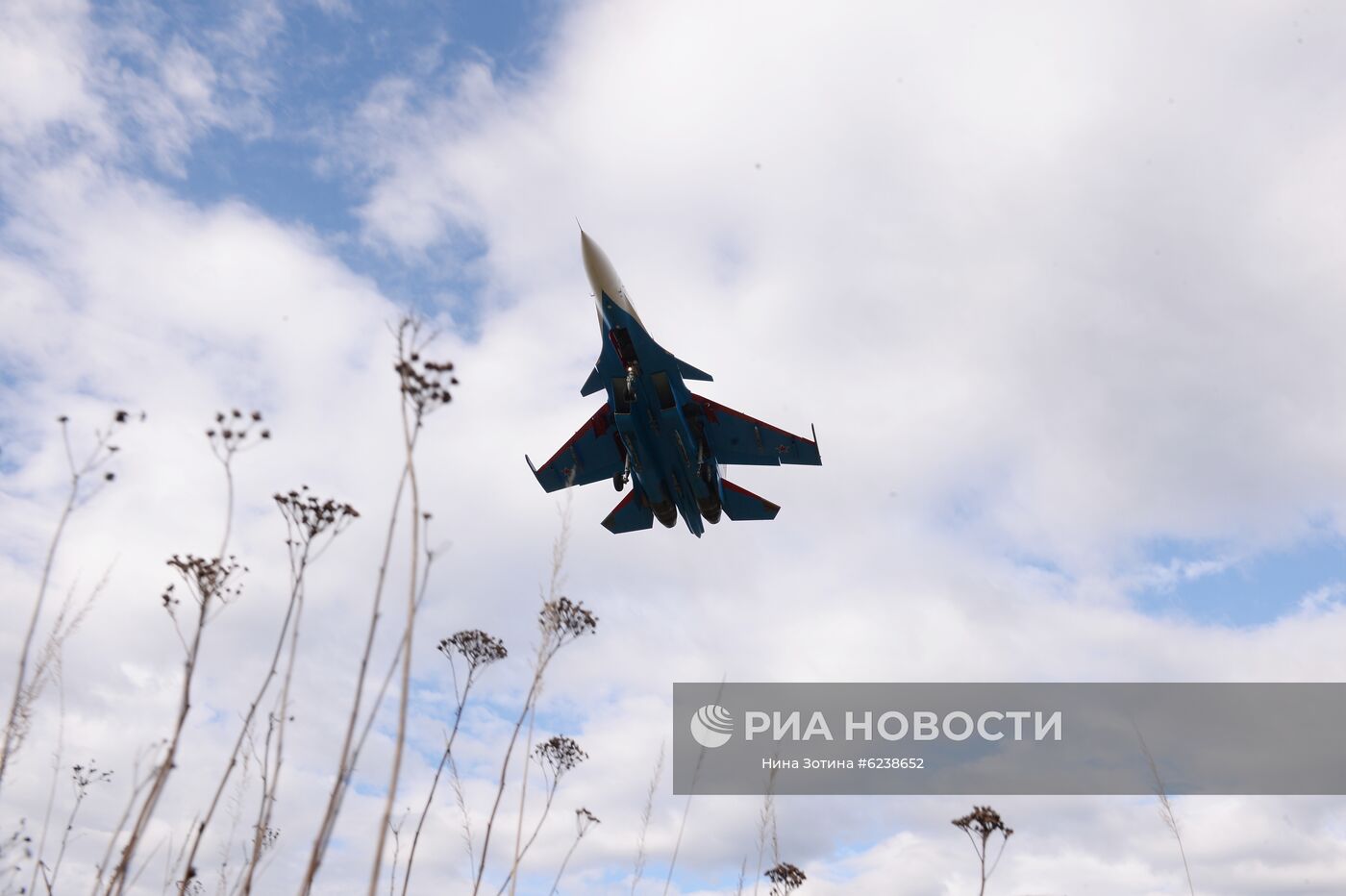 Истребитель Су-30СМ пилотажной группы "Русские витязи" выступает на авиационном празднике в честь Дня Победы в Кубинке. Место: Россия, Кубинка. Автор: Нина Зотина/РИА Новости. Авиационный праздник в честь Дня Победы