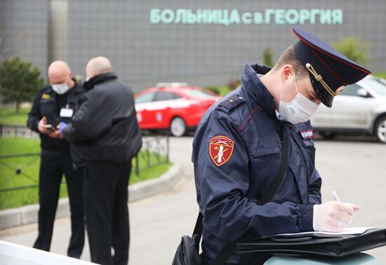 Пожар в больнице Святого Георгия в Санкт-Петербурге