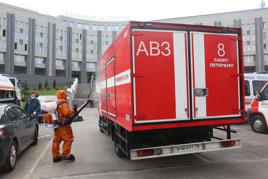 Пожар в больнице Святого Георгия в Санкт-Петербурге