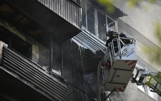 Пожар в жилом доме в Москве