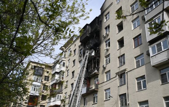 Пожар в жилом доме в Москве