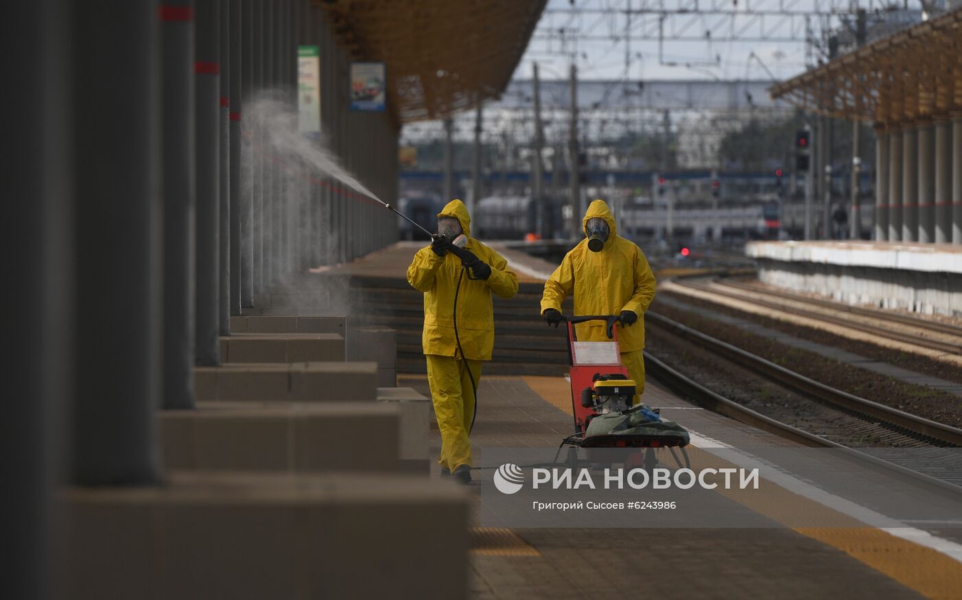 Дезинфекция Киевского вокзала в Москве