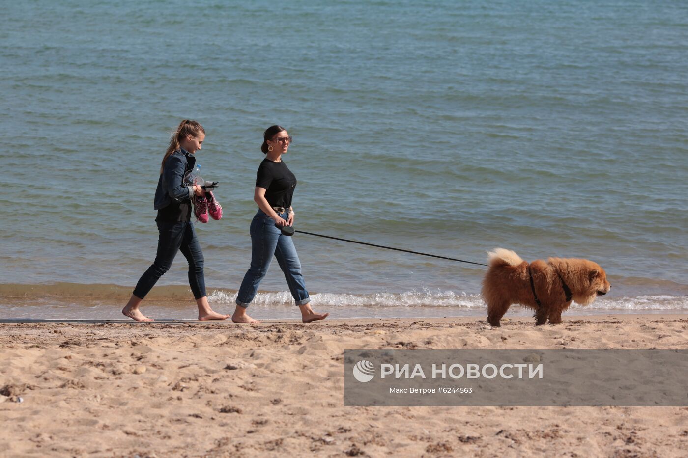 Отдыхающие на пляже в Евпатории. В Крыму с 18 мая отменяется режим самоизоляции. Место: Россия, Евпатория. Автор: Макс Ветров/РИА Новости. Ослабление карантинного режима в городах России