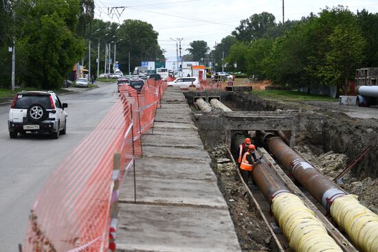 Ремонт участка магистральной теплосети в Новосибирске