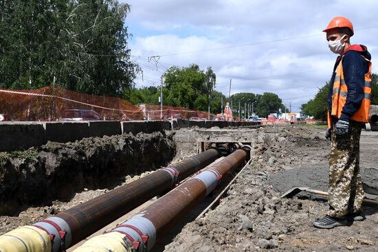 Ремонт участка магистральной теплосети в Новосибирске