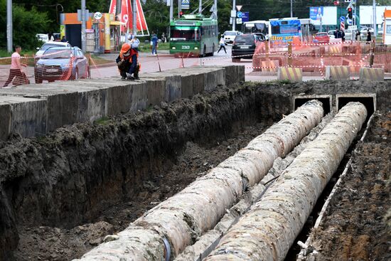 Ремонт участка магистральной теплосети в Новосибирске