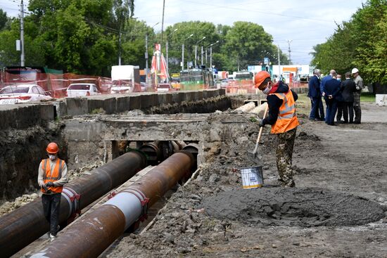 Ремонт участка магистральной теплосети в Новосибирске