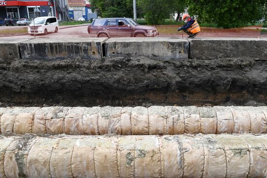 Ремонт участка магистральной теплосети в Новосибирске