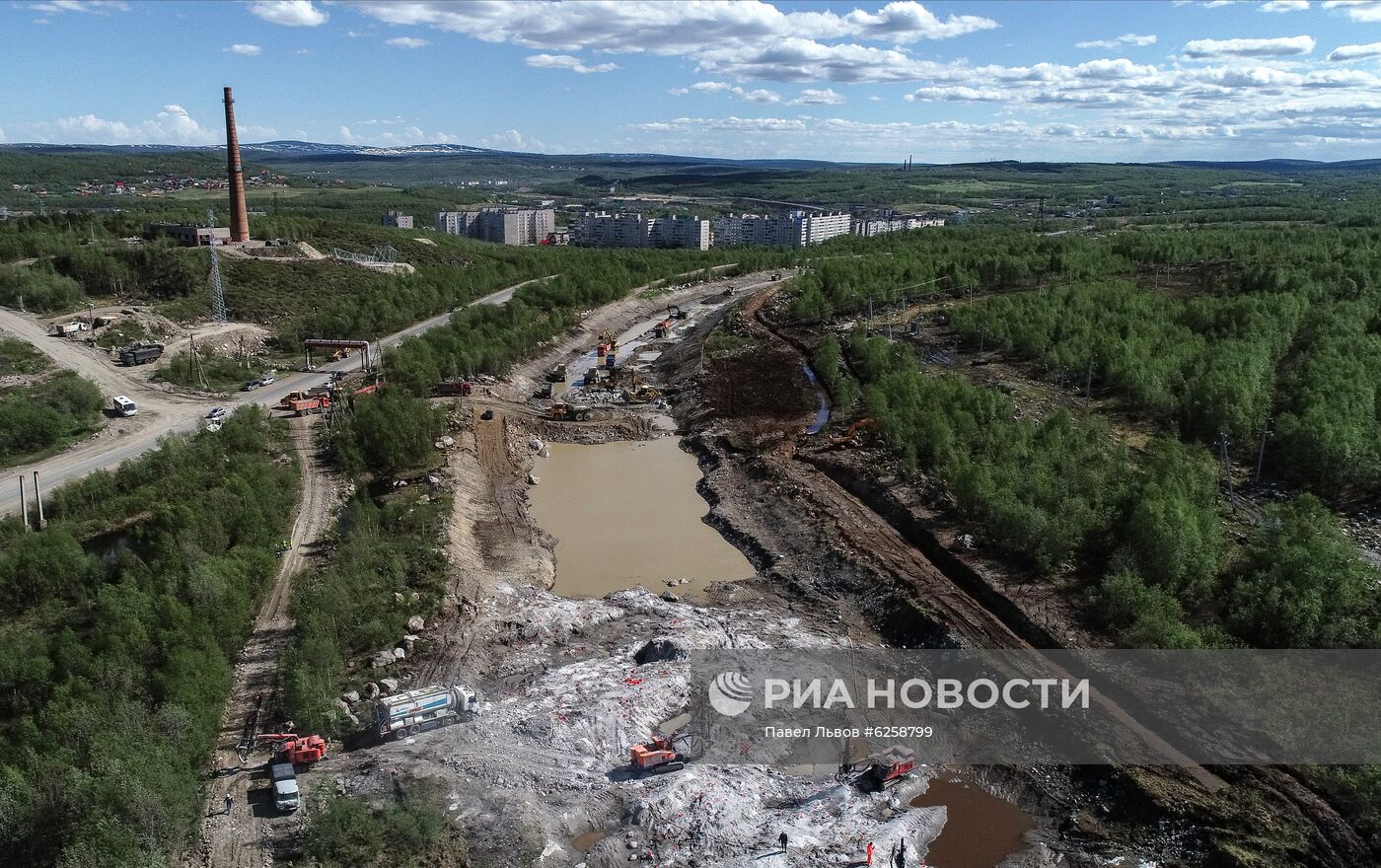 Строительство железной дороги в обход рухнувшего моста в Мурманской области