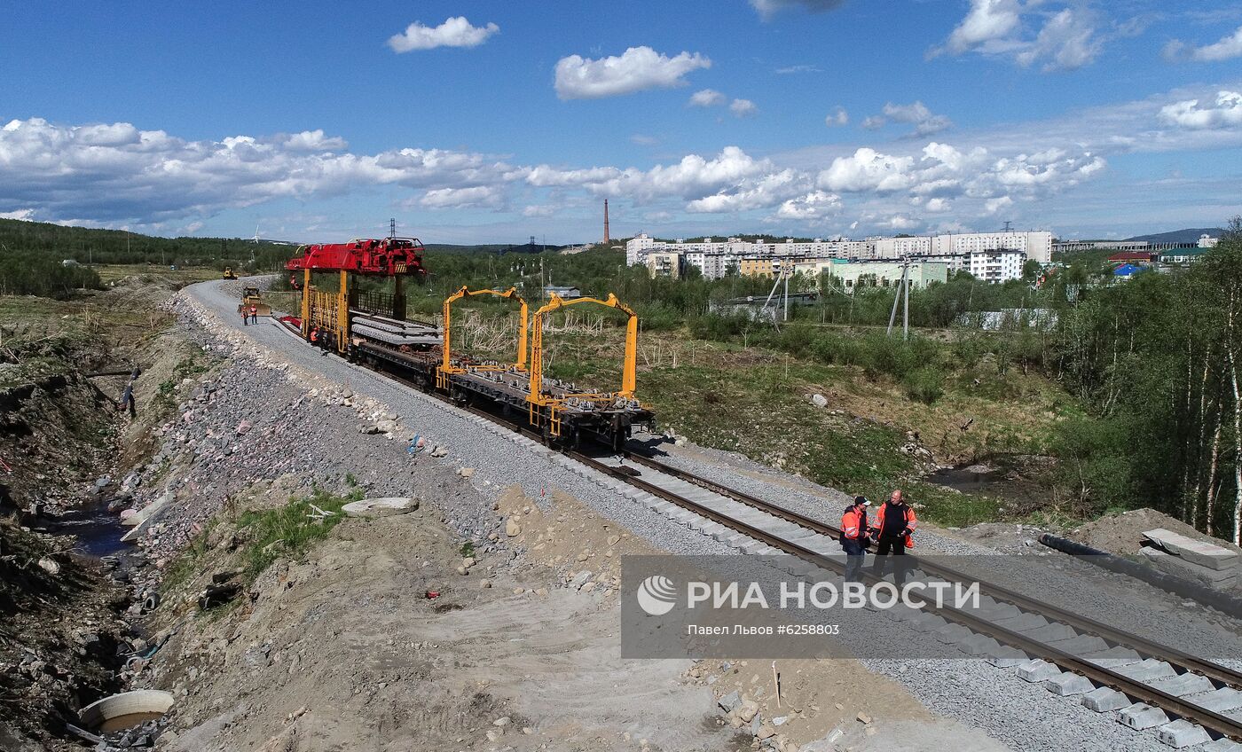 Строительство железной дороги в обход рухнувшего моста в Мурманской области
