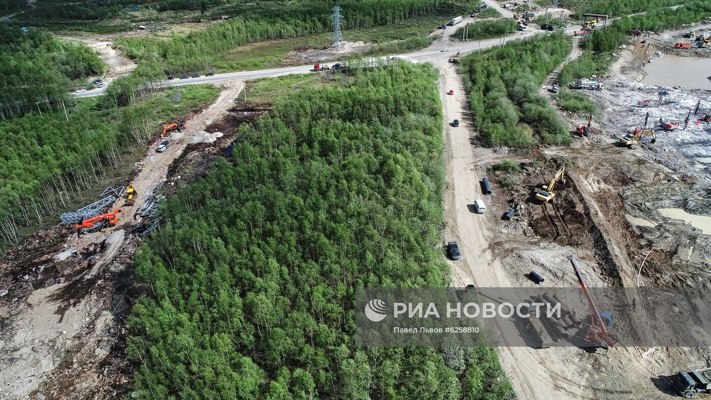 Строительство железной дороги в обход рухнувшего моста в Мурманской области