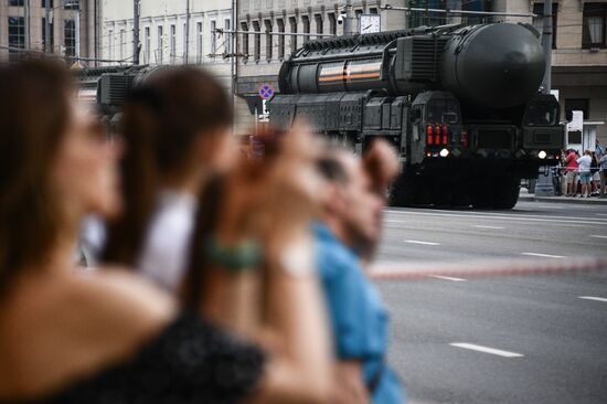 Ночная репетиция парада Победы в Москве