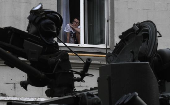 Ночная репетиция парада Победы в Москве 