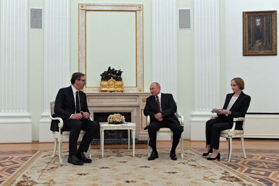 Президент РФ В. Путин встретился с президентом Сербии А. Вучичем