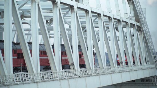 Запуск движения грузовых поездов по Крымскому мосту