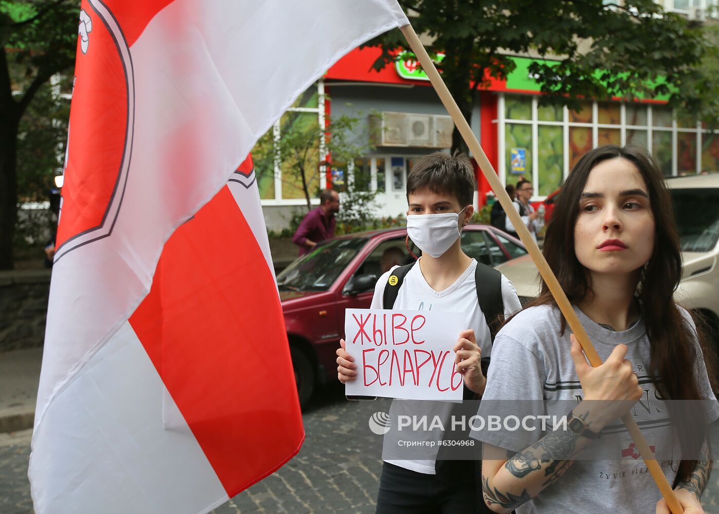 Акции в поддержку протестующих в Белоруссии на Украине