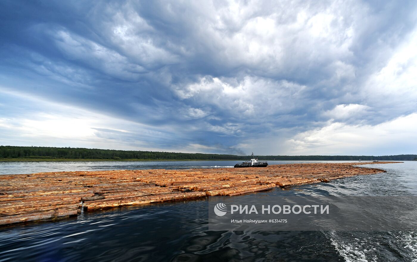 Лесосплав на Ангаре