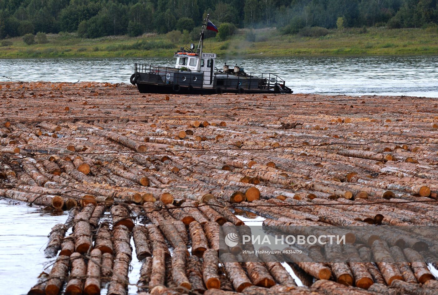 Лесосплав на Ангаре