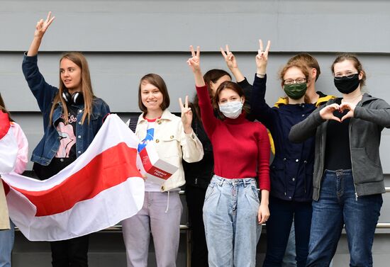 Акция протеста студентов МГЛУ в Минске
