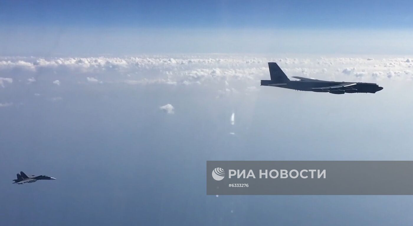 Перехват бомбардировщиков В-52Н ВВС США над акваторией Черного моря