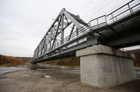 Открытие нового ж/д моста через реку Кола  