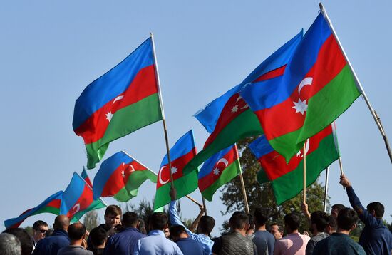 Похороны погибшего во время боевых действий азербайджанского военнослужащего