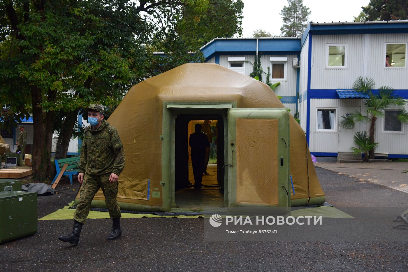 Временный госпиталь для больных коронавирусом в Сухуме 