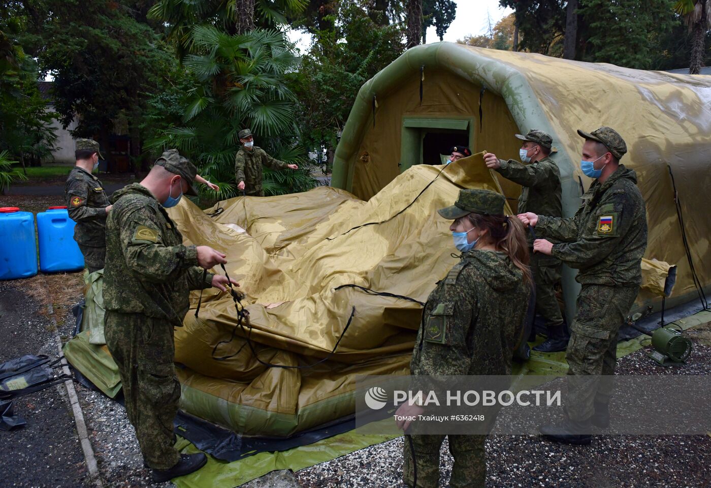 Временный госпиталь для больных коронавирусом в Сухуме 