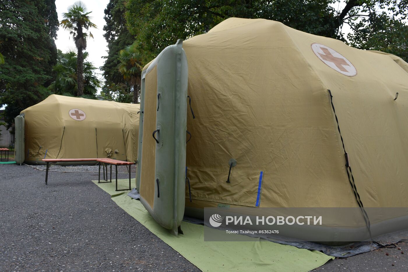 Временный госпиталь для больных коронавирусом в Сухуме 