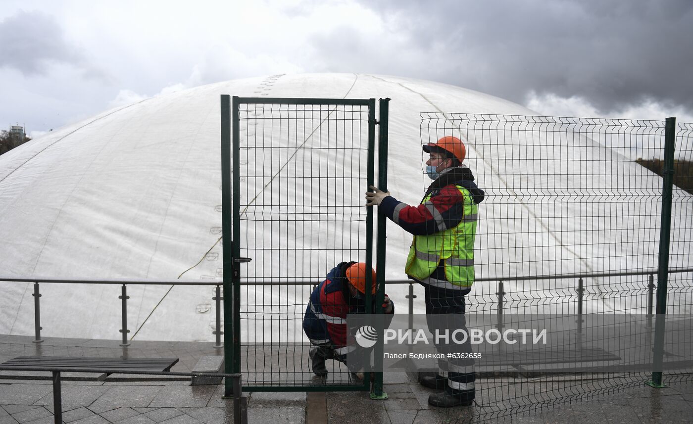 Консервация фонтана в Царицыно