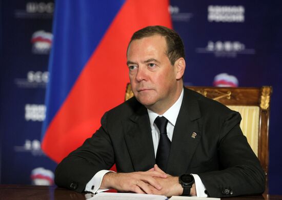 Встреча заместителя председателя Совета безопасности РФ Д. Медведева с президентом Сербии А. Вучичем