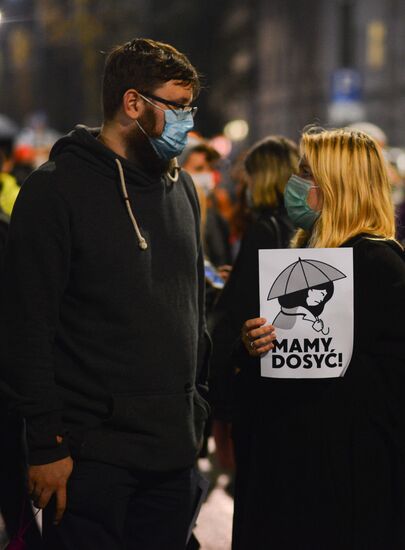 Акция в против запрета абортов в Варшаве