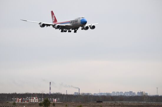 Самолет с медицинской маской на носу прилетел в Новосибирск
