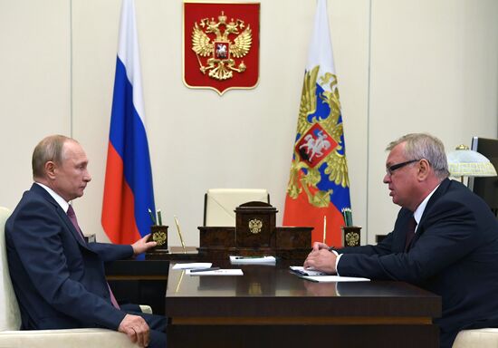 Рабочая встреча президента РФ В. Путина с председателем правления ВТБ А. Костиным