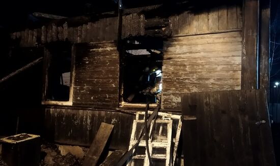 Пожар в частном доме в городе Ельня Смоленской области