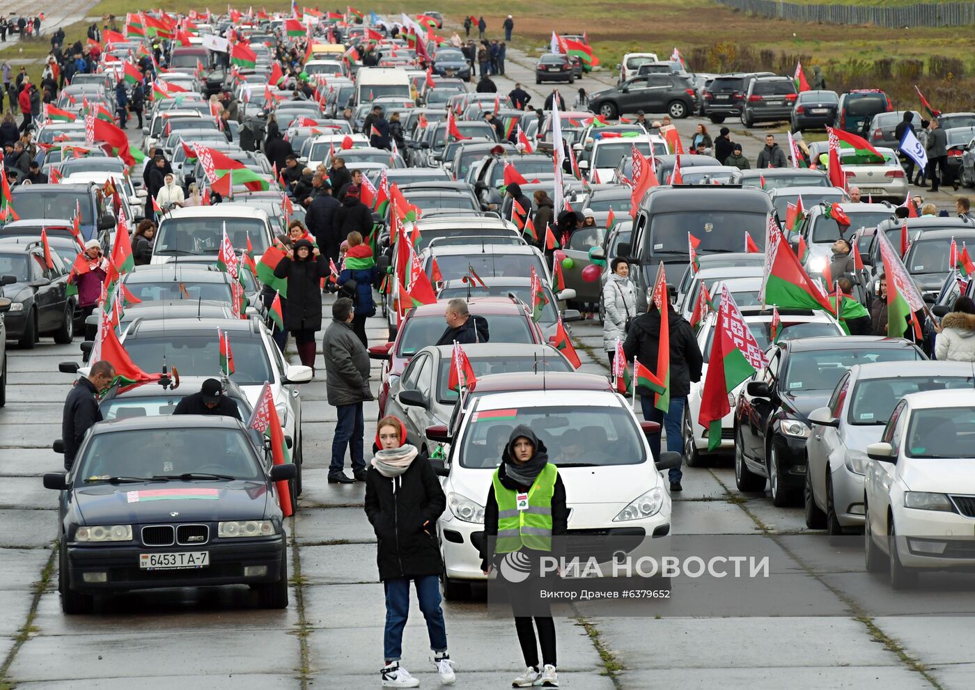Автопробег в поддержку президента Белоруссии А. Лукашенко в Минске