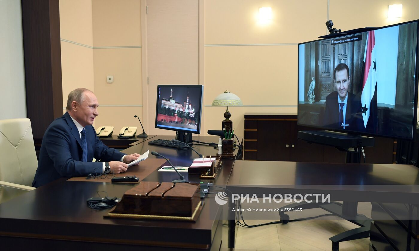 Президент РФ В. Путин провел встречу в режиме телемоста с президентом Сирии Башаром Асадом