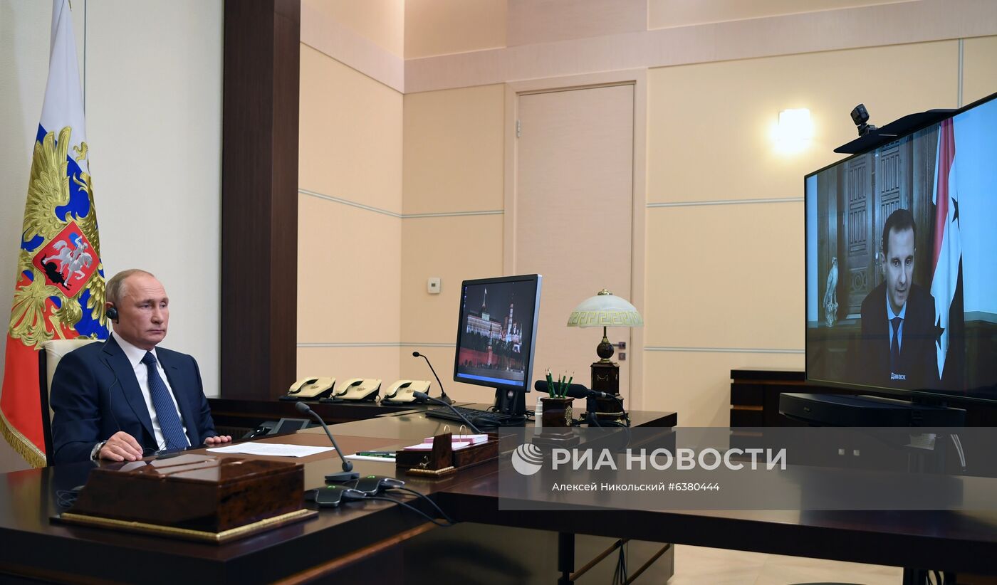 Президент РФ В. Путин провел встречу в режиме телемоста с президентом Сирии Башаром Асадом
