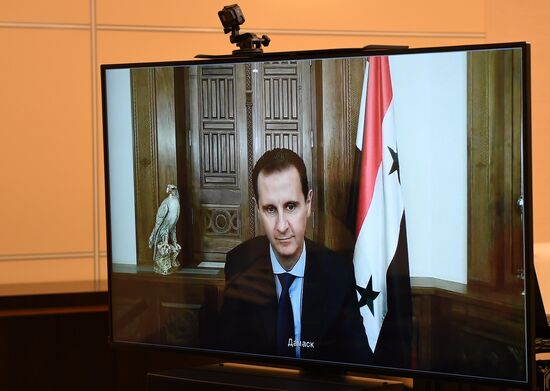Президент РФ В. Путин провел встречу в режиме телемоста с президентом Сирии Башаром Асадом