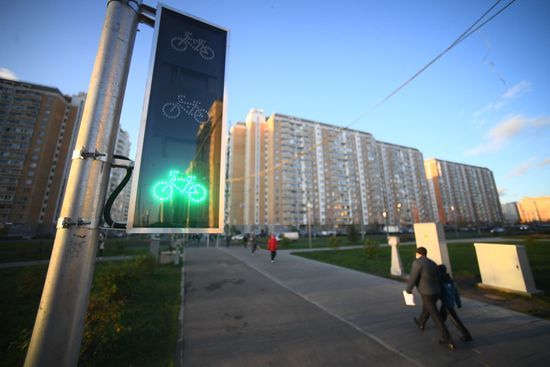 В Москве появились светофоры для велосипедистов