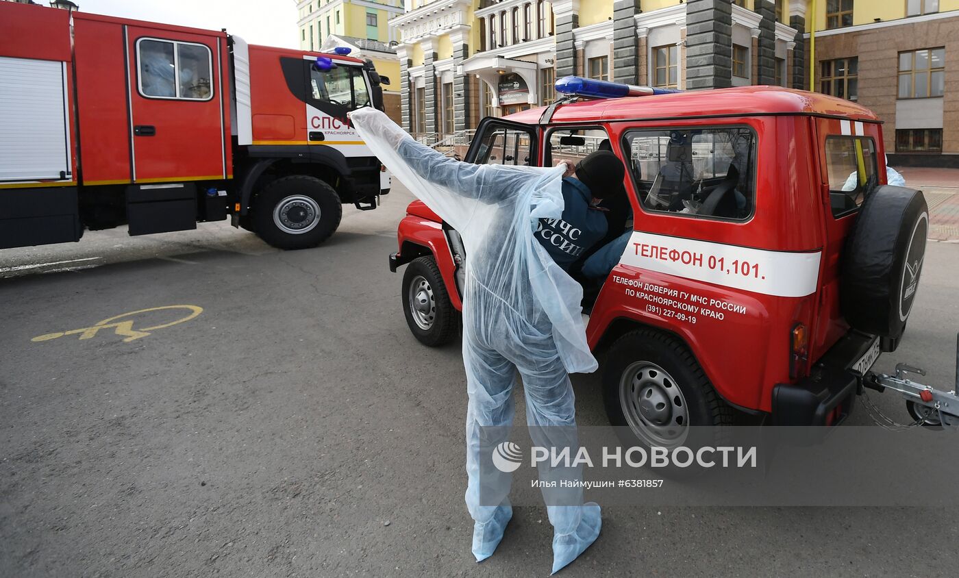 Дезинфекция железнодорожного вокзала в Красноярске