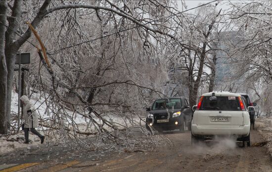 Последствия ледяного дождя во Владивостоке