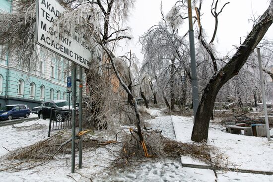 Последствия ледяного дождя во Владивостоке