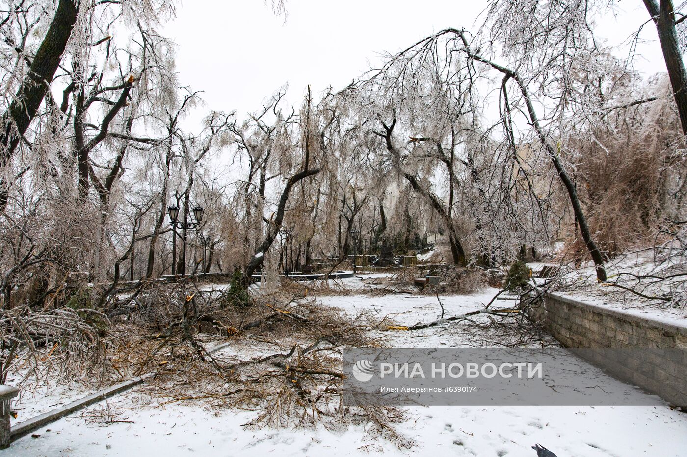 Последствия ледяного дождя во Владивостоке