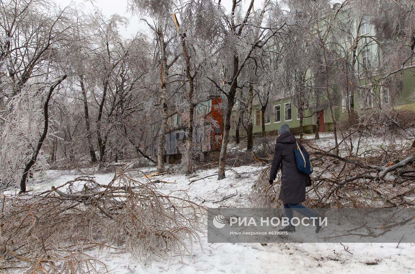 Последствия ледяного дождя во Владивостоке