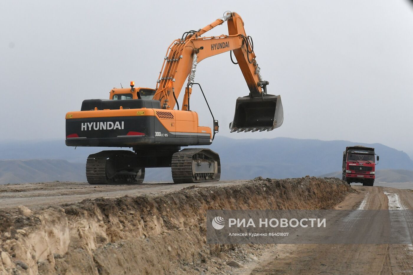 Строительство дороги Тертер-Суговушан в Азербайджане