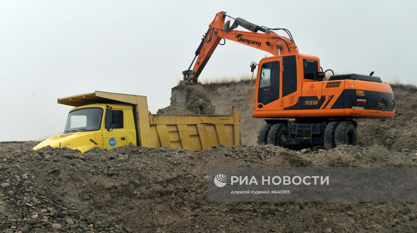 Строительство дороги Тертер-Суговушан в Азербайджане