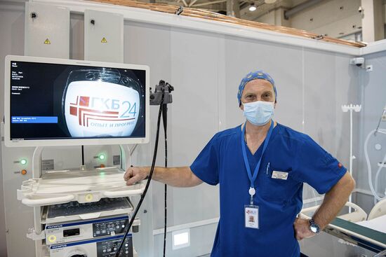 Открытие реанимационного отделения коронавирусного госпиталя на ВДНХ