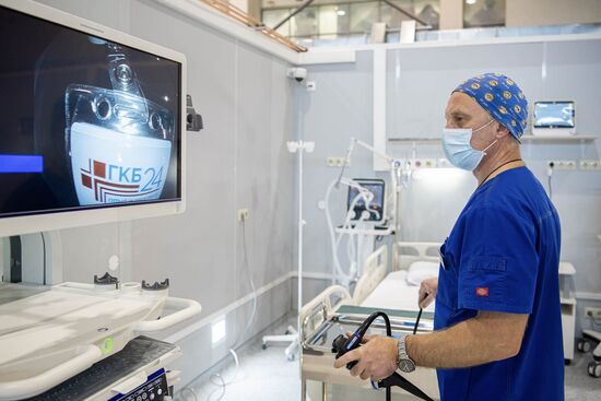 Открытие реанимационного отделения коронавирусного госпиталя на ВДНХ