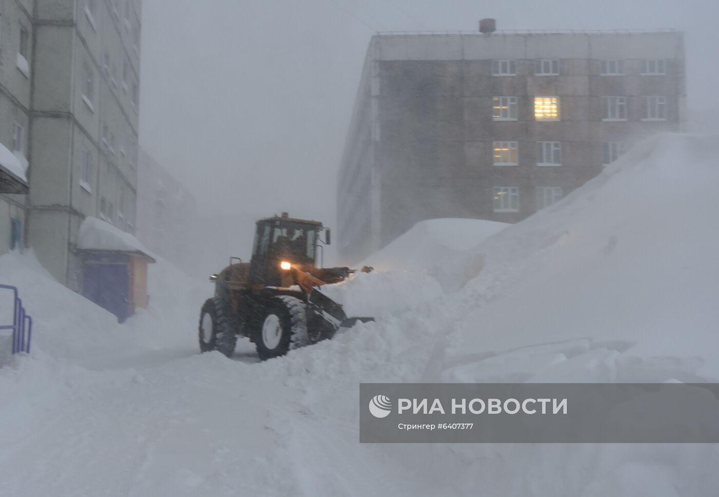 Снегопад в Норильске